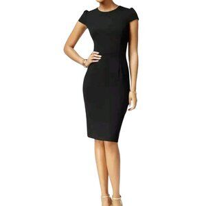 Betsey Johnson NWT Black Cap Sleeve Designer Sheath Dress LBD Size 2